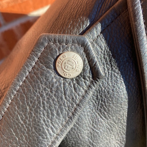 Polo Ralph Lauren Leather Jacket Embroidered Big Logo Xl black - Picture 5 of 8